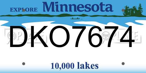 DKO7674 Minnesota License Plate