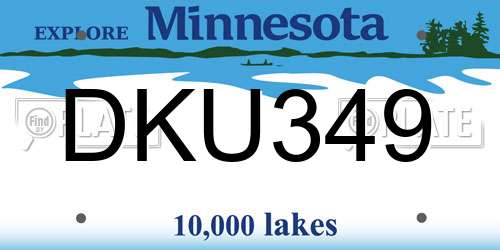 DKU349 Minnesota License Plate