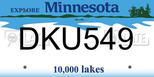 DKU549 Minnesota License Plate