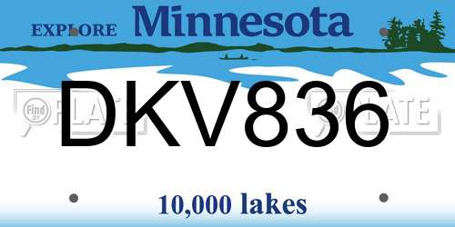 DKV836 Minnesota License Plate
