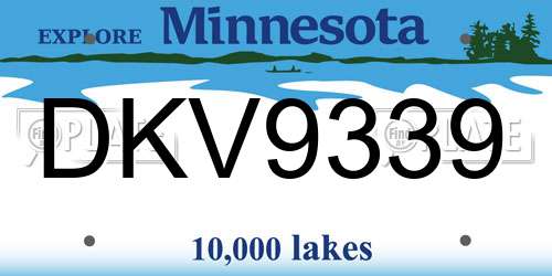 DKV9339 Minnesota License Plate