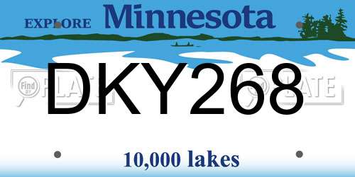 DKY268 Minnesota License Plate