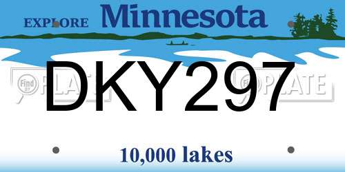 DKY297 Minnesota License Plate