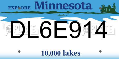 DL6E914 Minnesota License Plate
