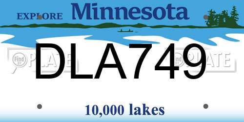 DLA749 Minnesota License Plate