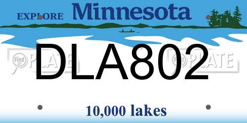 DLA802 Minnesota License Plate