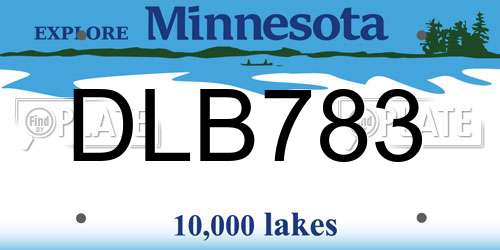 DLB783 Minnesota License Plate