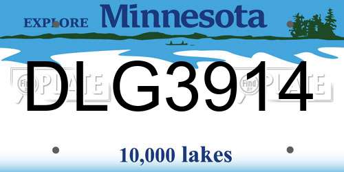 DLG3914 Minnesota License Plate