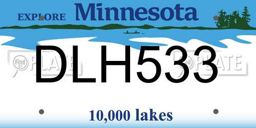 DLH533 Minnesota License Plate