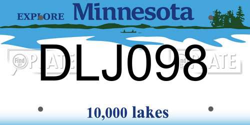 DLJ098 Minnesota License Plate