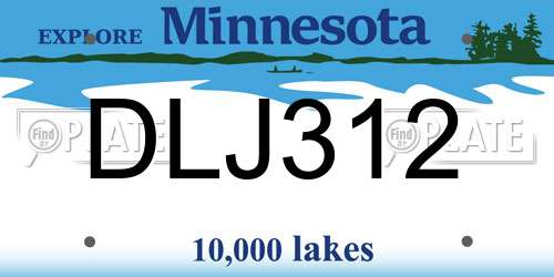 DLJ312 Minnesota License Plate