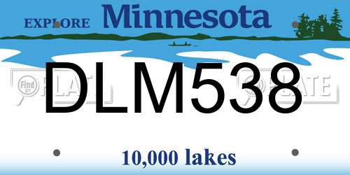 DLM538 Minnesota License Plate