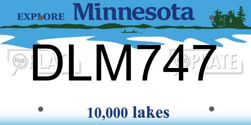 DLM747 Minnesota License Plate