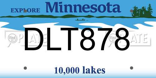 DLT878 Minnesota License Plate