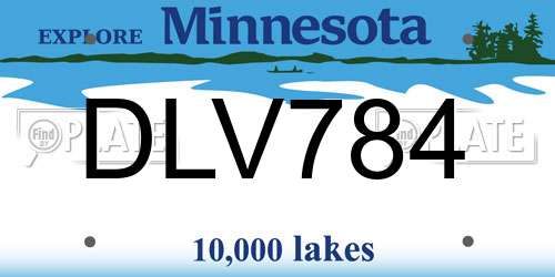 DLV784 Minnesota License Plate
