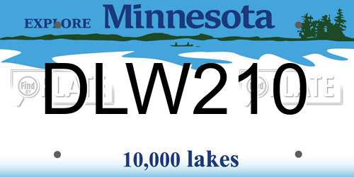 DLW210 Minnesota License Plate