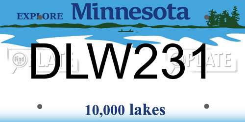 DLW231 Minnesota License Plate