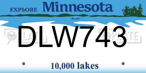 DLW743 Minnesota License Plate