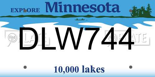 DLW744 Minnesota License Plate