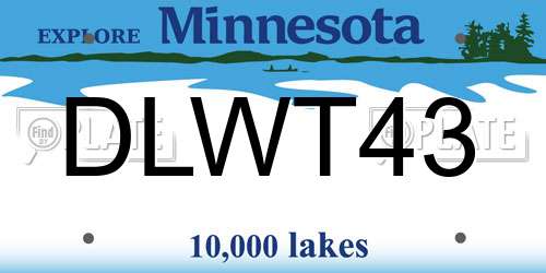 DLWT43 Minnesota License Plate