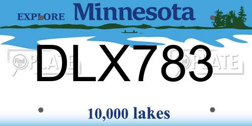 DLX783 Minnesota License Plate