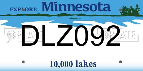 DLZ092 Minnesota License Plate