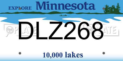 DLZ268 Minnesota License Plate