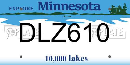DLZ610 Minnesota License Plate