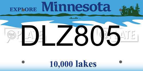 DLZ805 Minnesota License Plate
