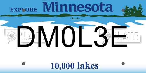 DM0L3E Minnesota License Plate