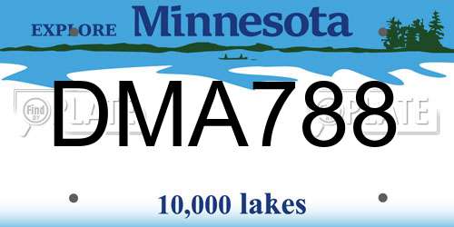 DMA788 Minnesota License Plate
