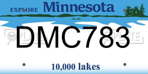 DMC783 Minnesota License Plate