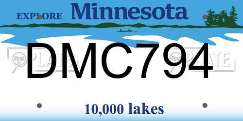 DMC794 Minnesota License Plate