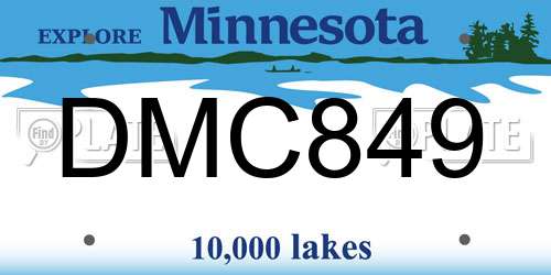 DMC849 Minnesota License Plate