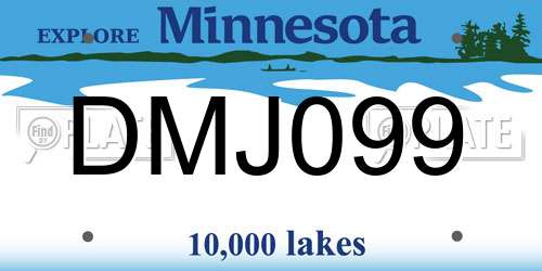 DMJ099 Minnesota License Plate