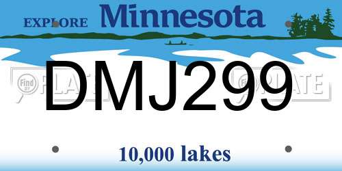 DMJ299 Minnesota License Plate