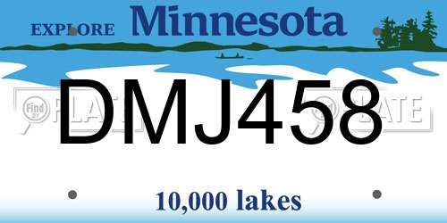 DMJ458 Minnesota License Plate