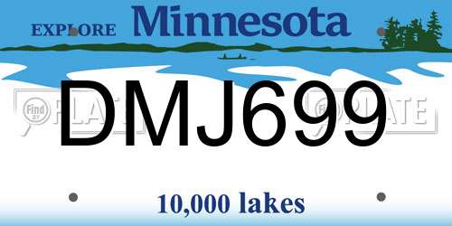 DMJ699 Minnesota License Plate