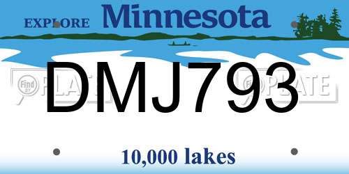 DMJ793 Minnesota License Plate