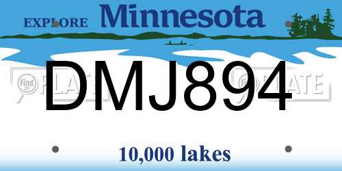 DMJ894 Minnesota License Plate