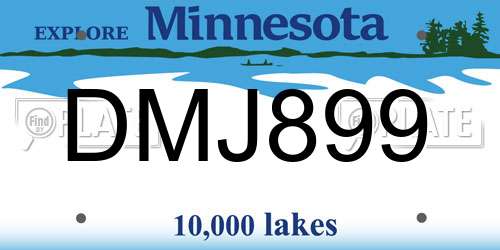 DMJ899 Minnesota License Plate