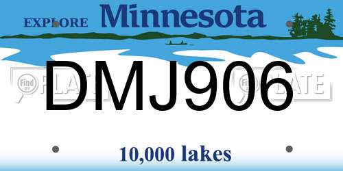DMJ906 Minnesota License Plate