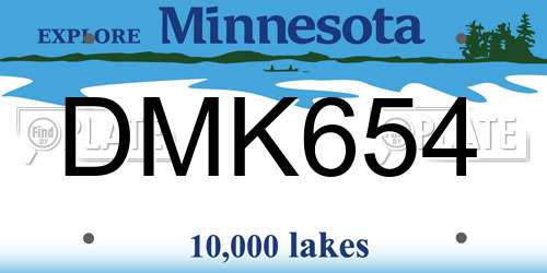 DMK654 Minnesota License Plate
