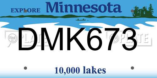 DMK673 Minnesota License Plate