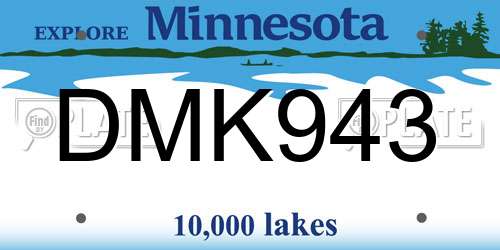 DMK943 Minnesota License Plate
