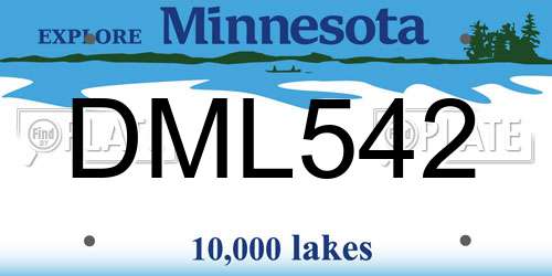 DML542 Minnesota License Plate