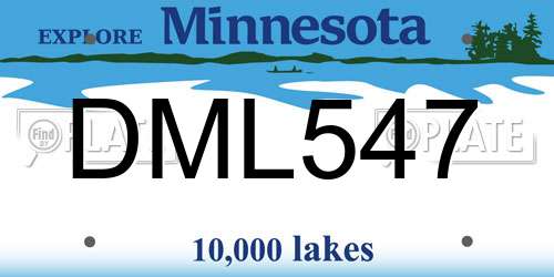 DML547 Minnesota License Plate