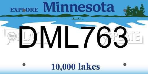 DML763 Minnesota License Plate