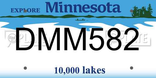 DMM582 Minnesota License Plate