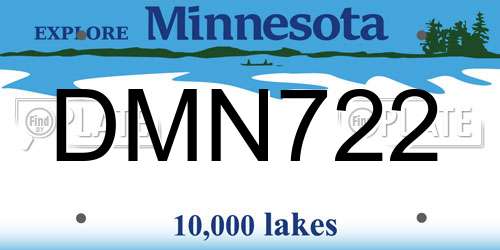 DMN722 Minnesota License Plate